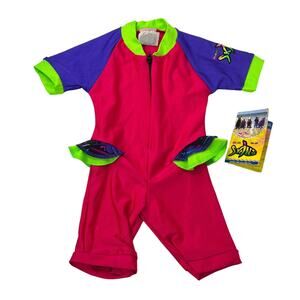 Radicool Skins 100+SPF Short Sleeve Swim Suit Pink Neon NWT Toddler Girl 2 US 2T